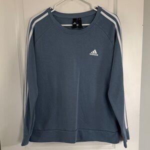 adidas Dusty Blue Sweatshirt with White Sleeve Stripes